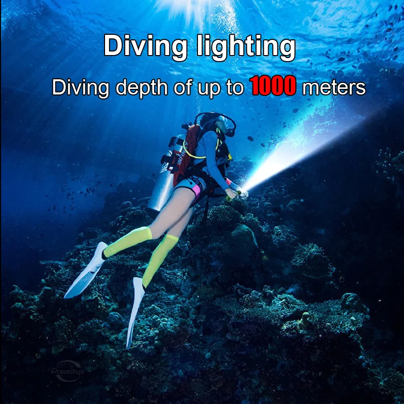 1000LM Upgrade XHP360 Diving Flashlight Powerful Profession Underwater Lantern Rechargeable Dive Torch IP8 Waterproof Scuba Lamp