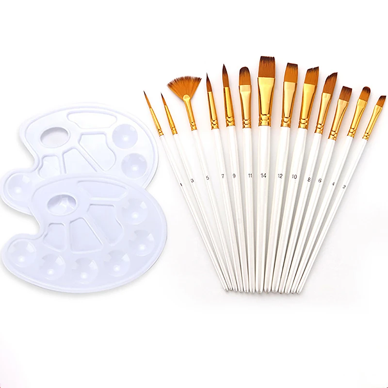 13 buah Set kuas lukis kuas lukisan seniman untuk minyak akrilik cat air cat guas perlengkapan artis profesional