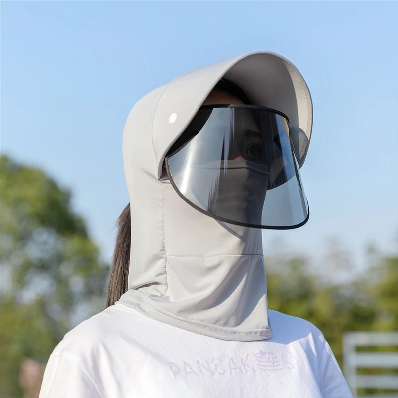 Summer Sun Ice Silk Protection Sunhat Breathable Wide Brimmed Version Of The Hat Outdoor Riding Windblock Stone Sun Hat