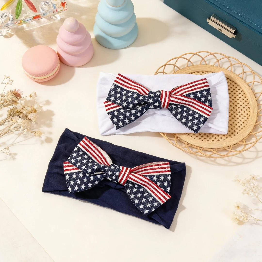 

American Flag Baby Headbands 4th of July Head Band Wide Turban Headwrap Red White and Blue Hairbands USA Patriotic Accessories