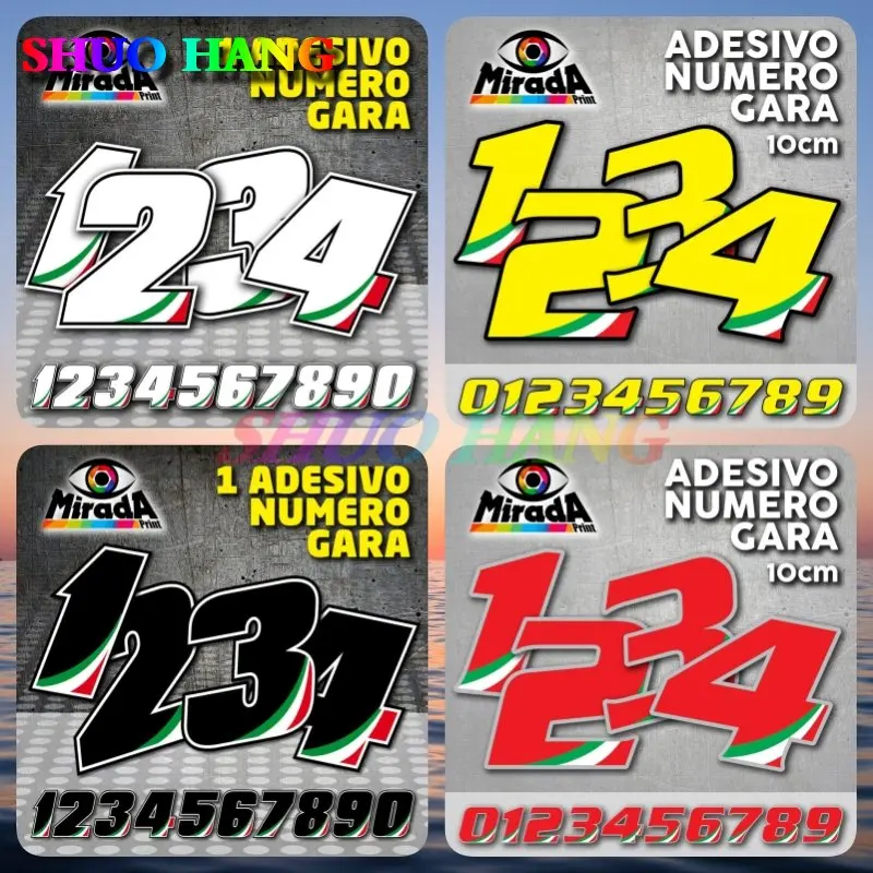 

ADHESIVE STICKER RACE NUMBER Racing 0123456789 ATV SX BMX TRICOLOR MOTO PISTA CARENA CUPOLINO TOP GP SBK ITALY Car Accessories