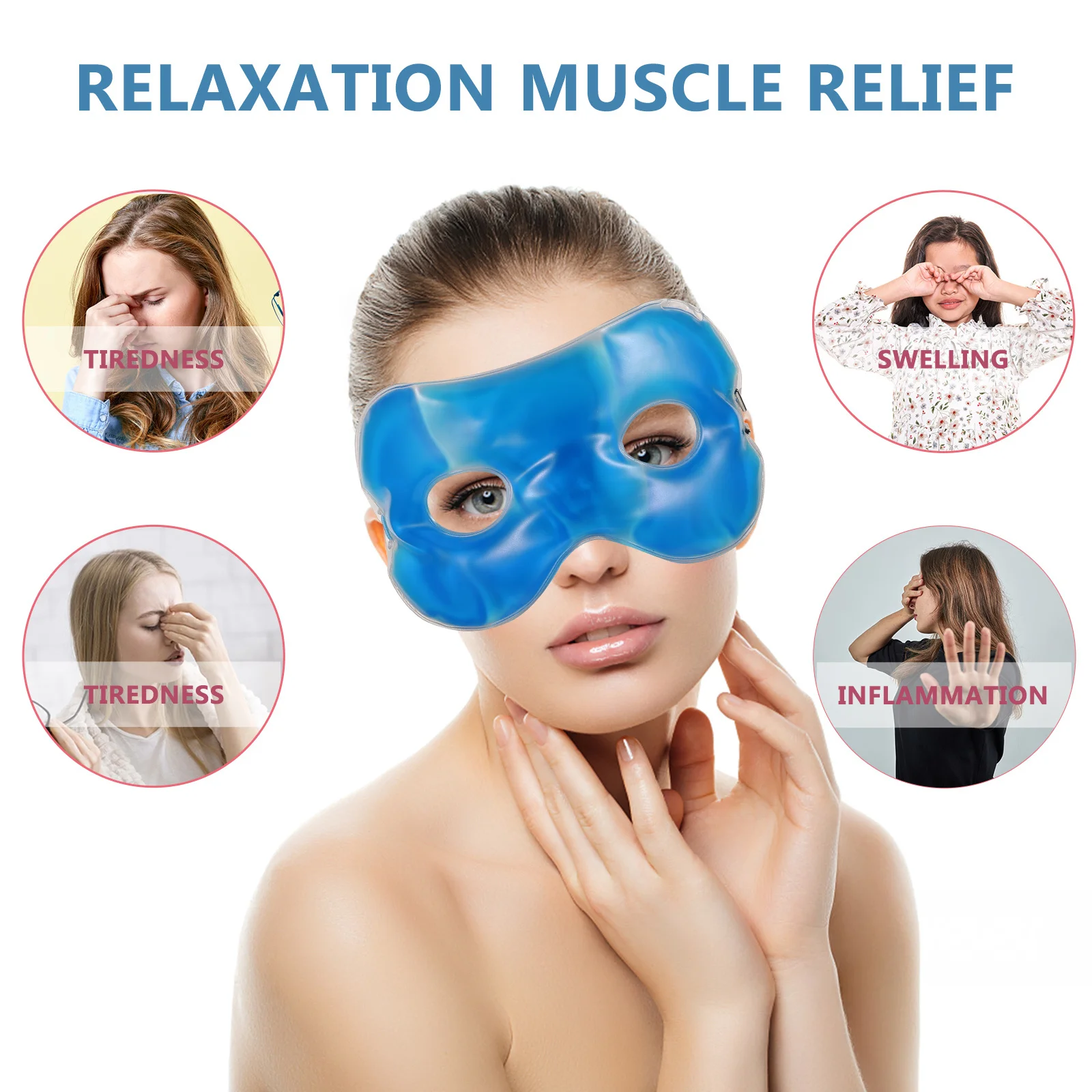 Cooling Eye Mask Reusable Gel Ice Compress Blinder Cold Hot Compress for Eye Care Sleep Relief Dark Circle Puffiness