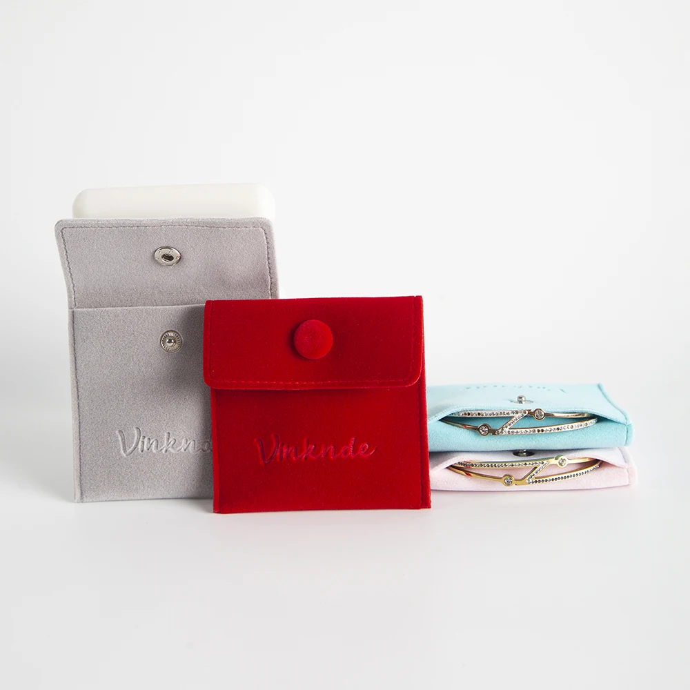 Bolsa de terciopelo con logotipo personalizado, bolsa de joyería a presión para anillo, pendientes, pulsera, embalaje, bolsa de botón, favores de boda, 100 piezas