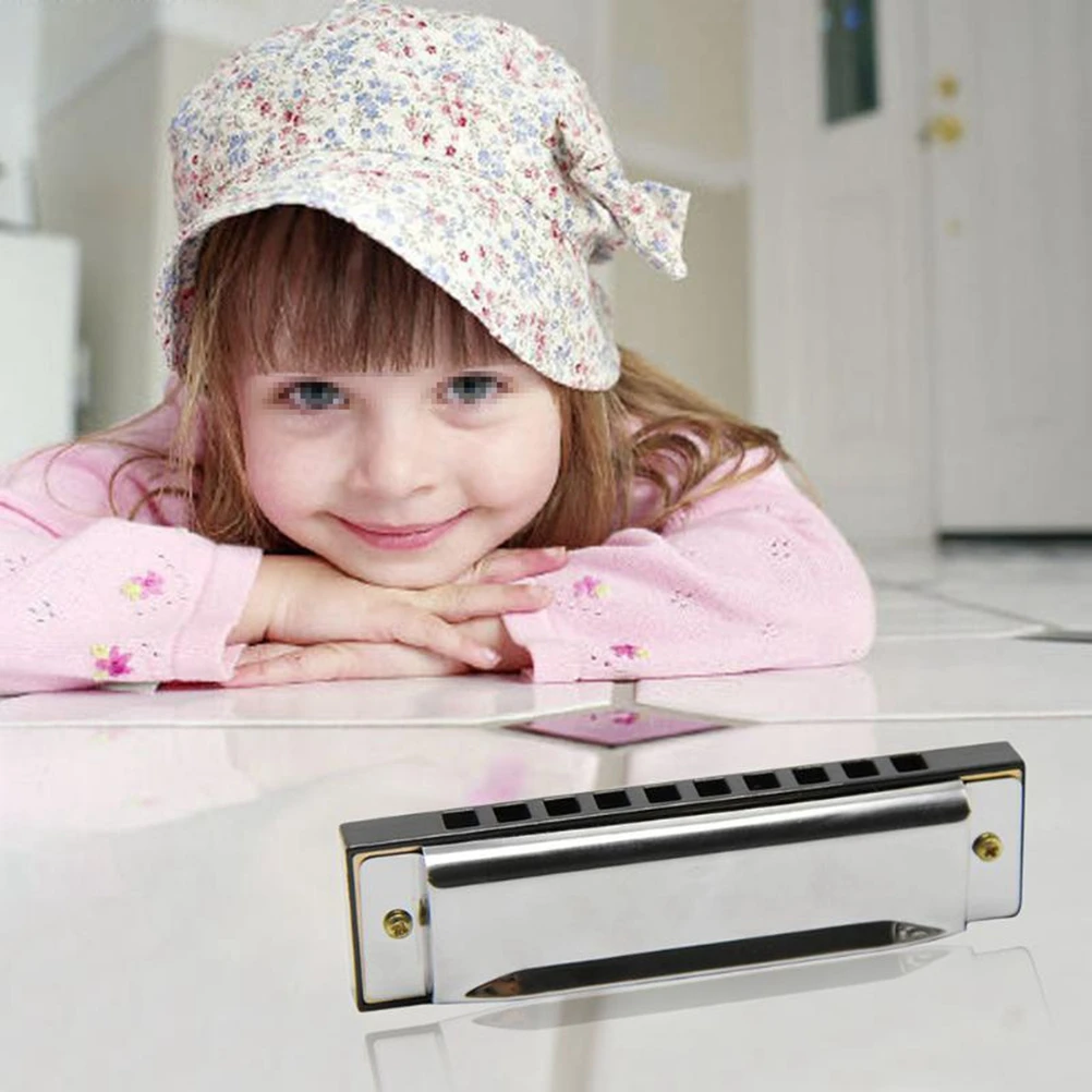 

10 Hole Diatonic Blues Harmonica Stainless Steel Phosphor Bronze Reed Smooth Touch Loud Sound for Blues Folk Jazz Country