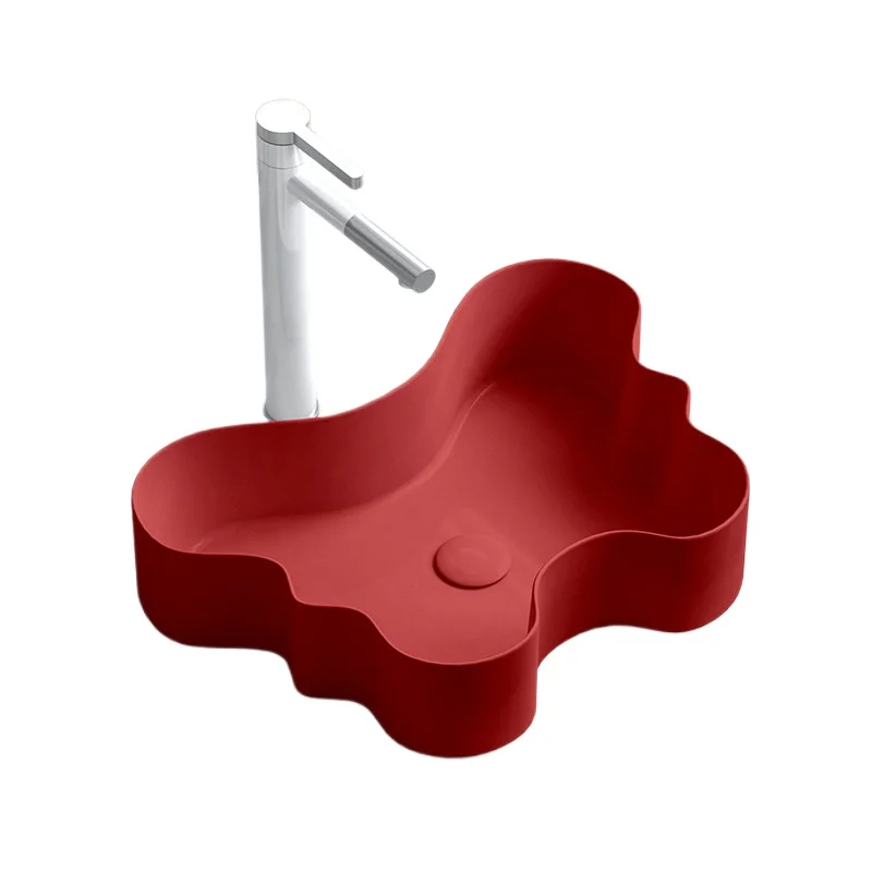 

L Red creative stage basin special-shaped personalized wash basin