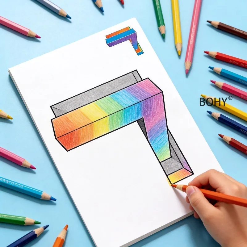 1 Loose Leaf Spatial Geometry Coloring Copy Album,  Provides Enlightenment on Spatial Thinking, Inspires Spatial Imagination