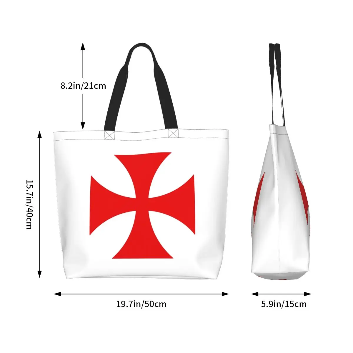 Medieval Emblem Templar Sofa Ordre Du Temple Cross Shopping Tote Bag Canvas Shoulder Bags Shopper Grocery Handbag for Women