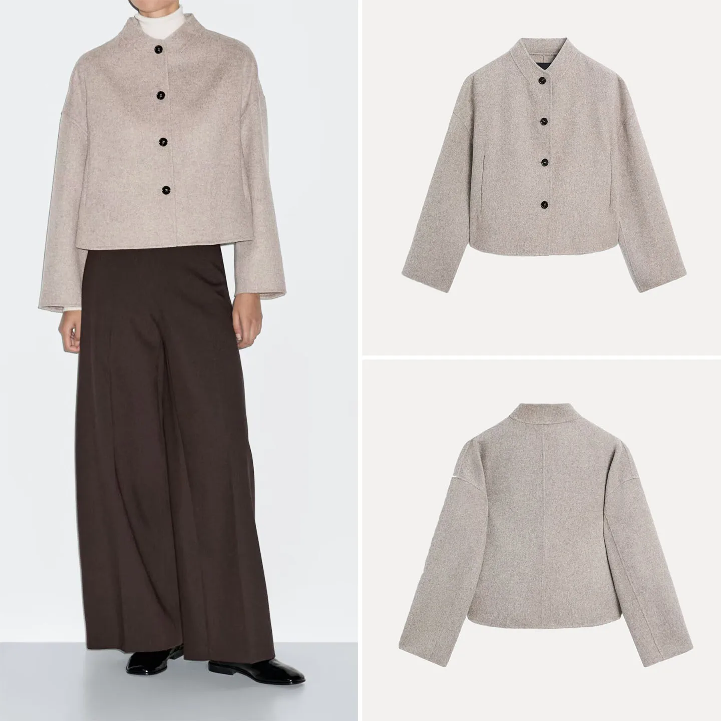 

Faionable Long Sve ort Coat Women's Autumn 2025 New Sle Z Ladies Jaet Stand Fit Button Closure China Made