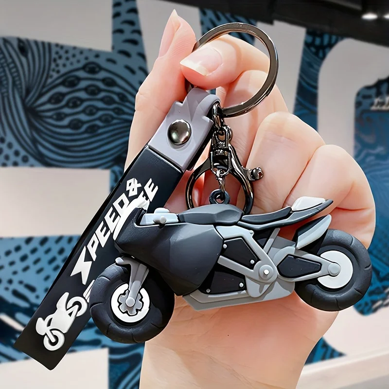 1pc Mini Motorcycle Keychain Cute Model Key Chain Ring Bag Backpack Charm Car Hanging Pendant Motor Racing Boys Girls Gift