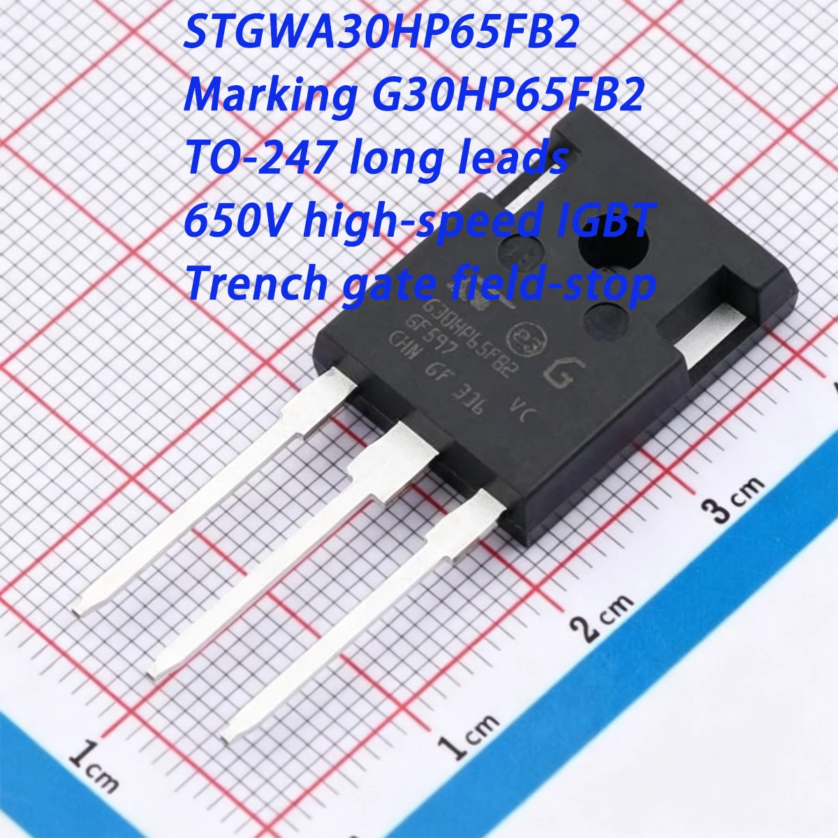 1PCS STGWA30HP65FB2 Marking G30HP65FB2 TO-247 650V 30A 90A 167W NEW Original Trench gate field-stop high speed IGBT Transistor