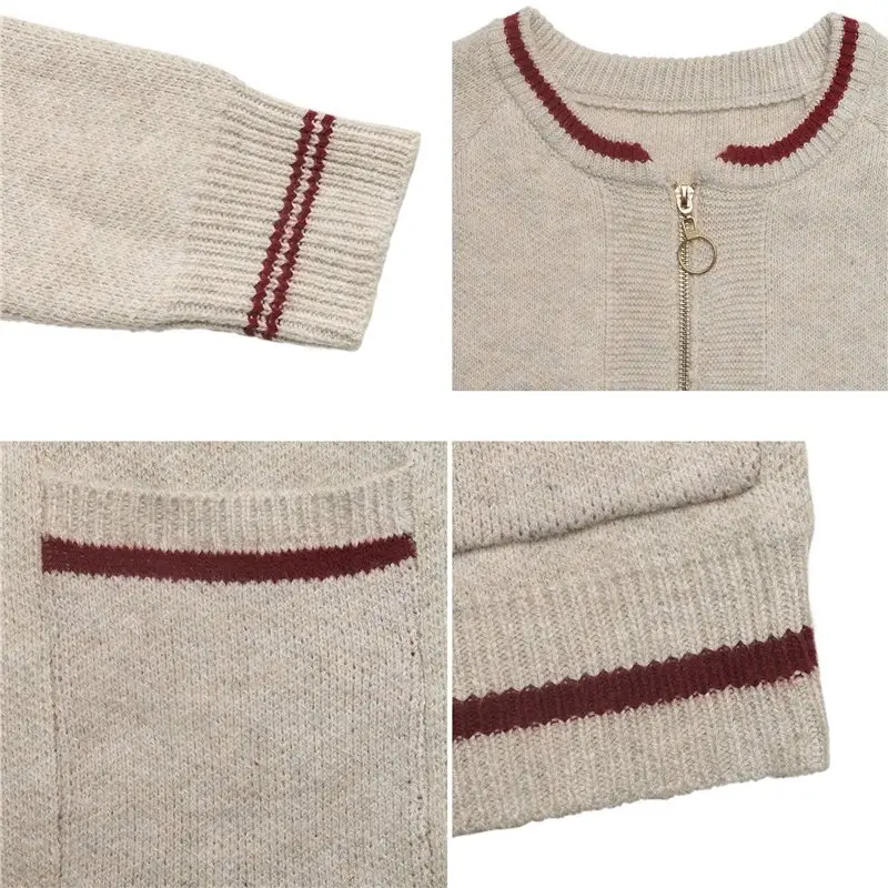 B62B-Cardigan For Women Color Blocked Fall Fashion Button Down Sweaters Winter Coats With Pockets Gray Apricot M