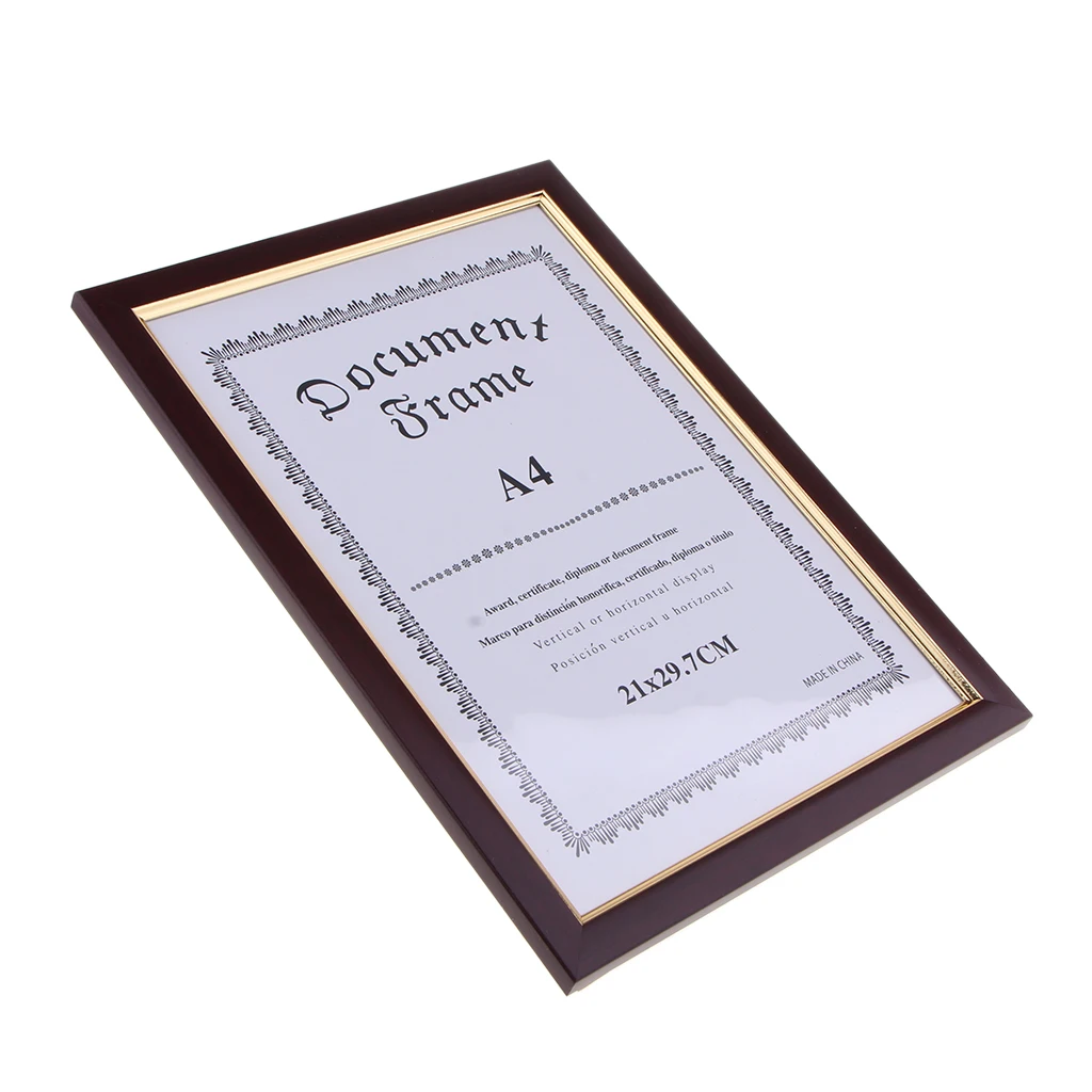 A4 Size Wooden Diploma Certificate Photo Artwork Picture Frame Poster Wall Decor Frame for Tabletop Desktop