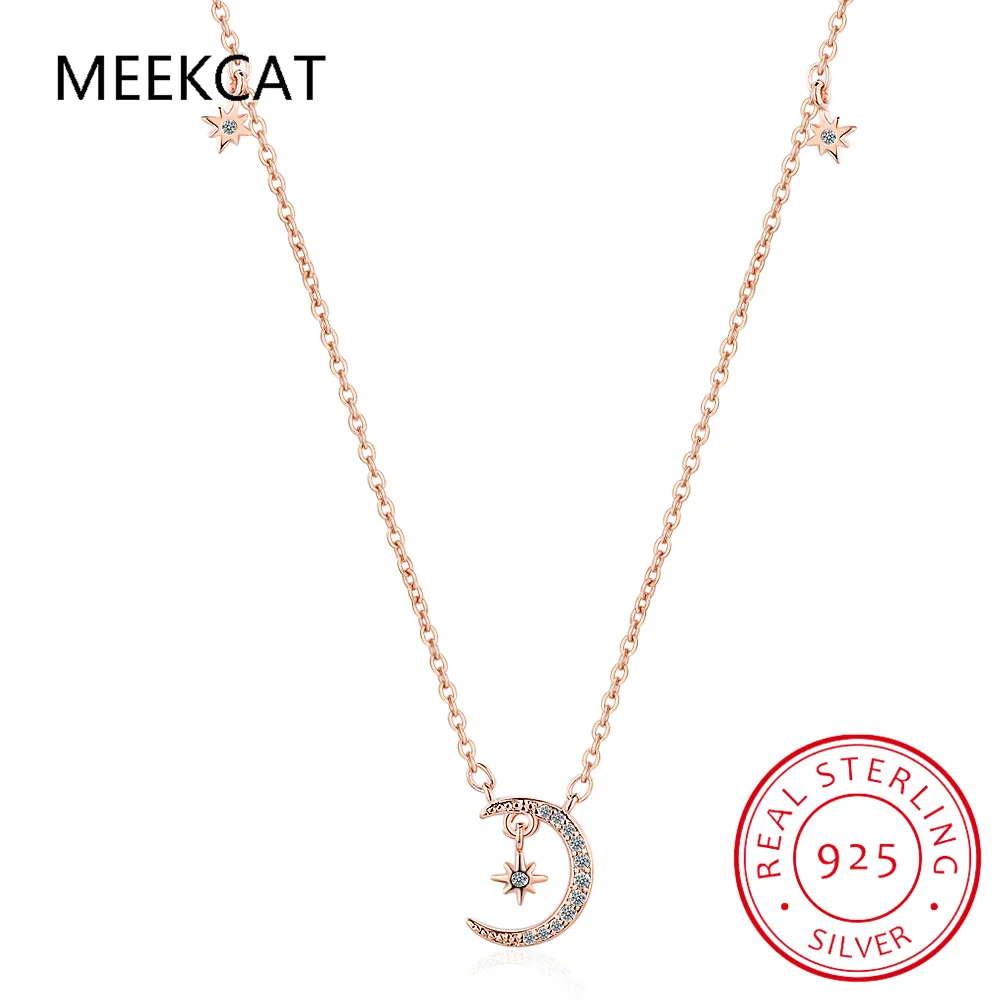 

Настоящее серебро 925 пробы, милое INS, звезда, луна, кулон с кисточкой, ожерелье, цепочка на ключицы, колье для женщин, S925, ювелирные изделия, воротник DA1743