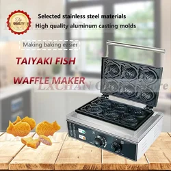 HomeWise Taiyaki Machine 6 Pcs Fish Waffle Maker Fish-Shaped 1500W Non-stick Coating Bakeware Commercial Snack Machine