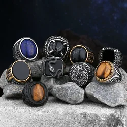 Anillos de acero inoxidable con piedra de circonita negra y tigre para hombres y mujeres, joyería de boda, regalos de fiesta, nueva moda 2024, envío gratis