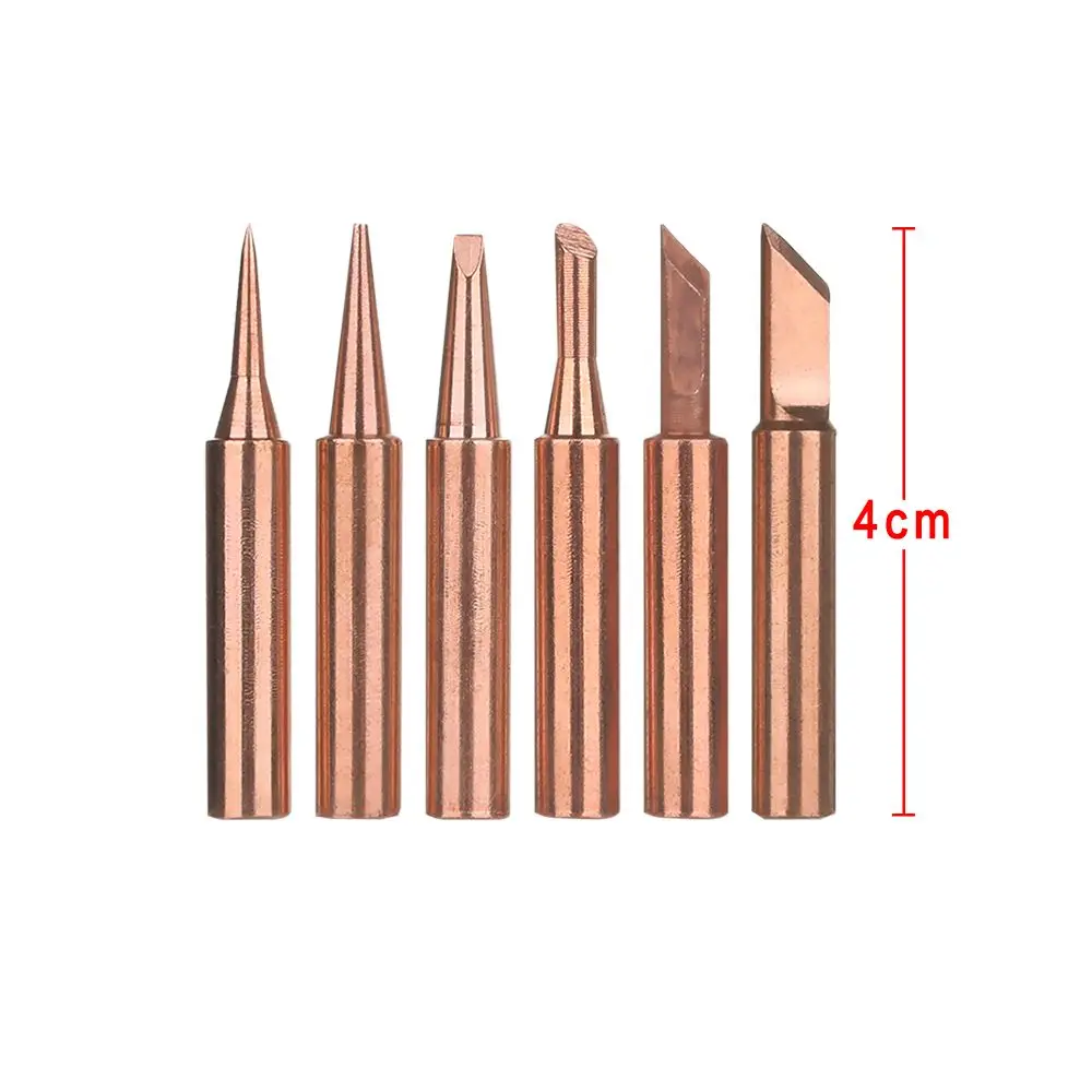 5/6Pcs Pure Copper 900M-T Soldering Iron Tip Lead-free Welding Tips Soldering Rework Station Soldering Tips For 936/937/938/8586