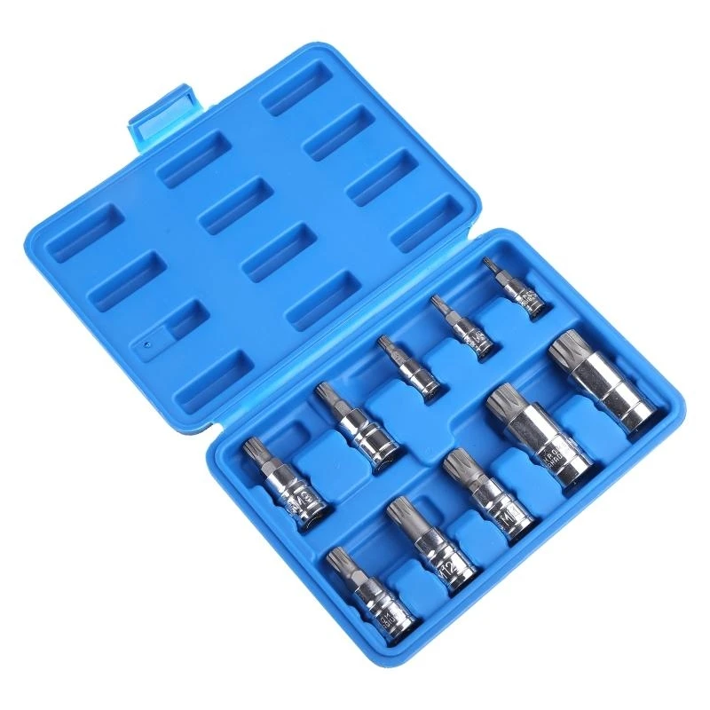 Socket Adapter 10 Pcs XZN 12 Point Triple Square Spline Bit Socket Set Tamper