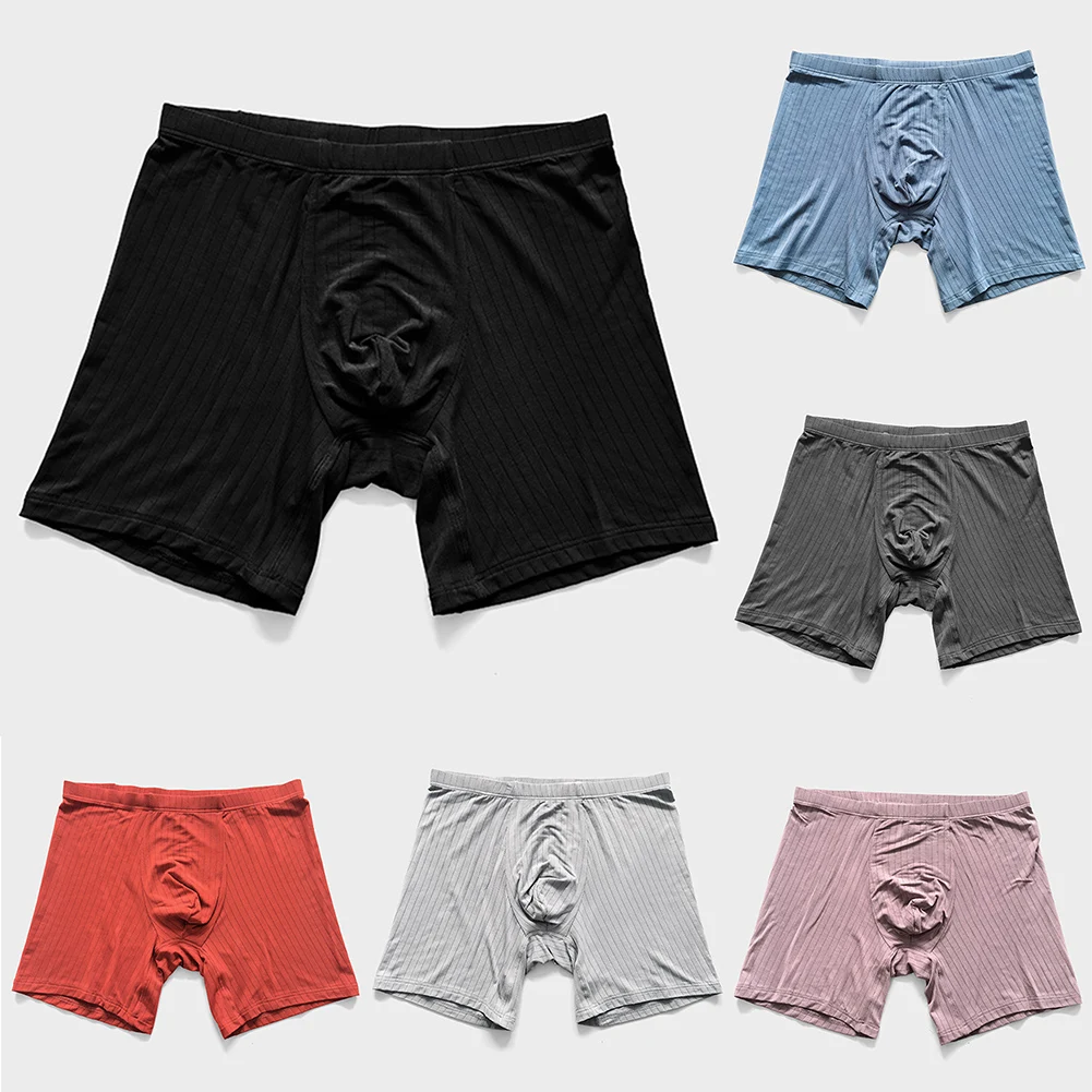 Men Modal Underwear Long  Lenth Contton Panties Middle Waist Pouch Ultra-soft Elasticity Briefs Solid Shorts Lingerie