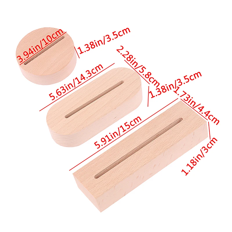 AAA Batterie Betrieben Holz Basis Led Licht Display-ständer Für Acryl Nacht Lampe Kunst DIY Holz Licht Display Basis Stehen