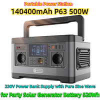 140400mAh P63 500W Portable Power Station  230V Power Bank Supply with Pure Sine Wave for Party Solar Generator Battery 520Wh