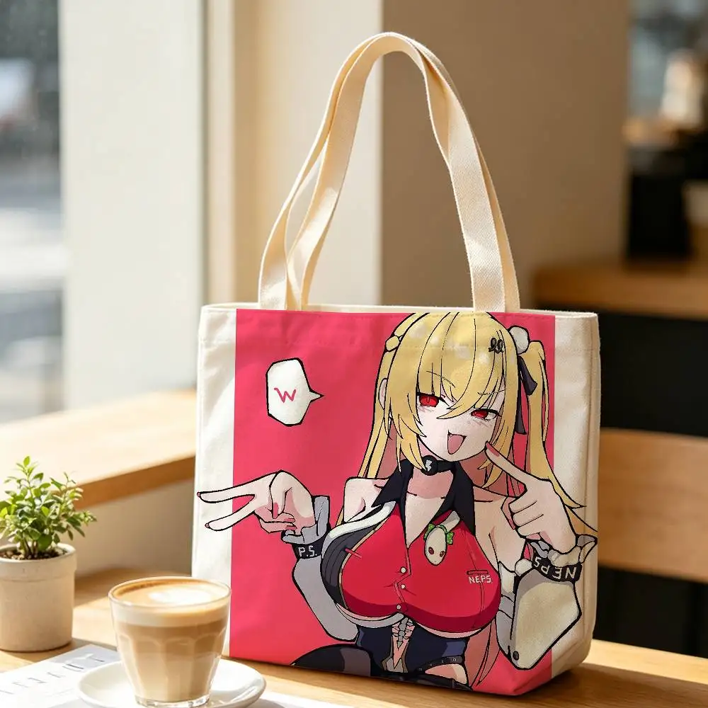 Zenless ZZZ C-Cissia Large Capacity Cotton Polyester Shoulder Tote Bag Zipper Handbag for Shopping Daily 6
