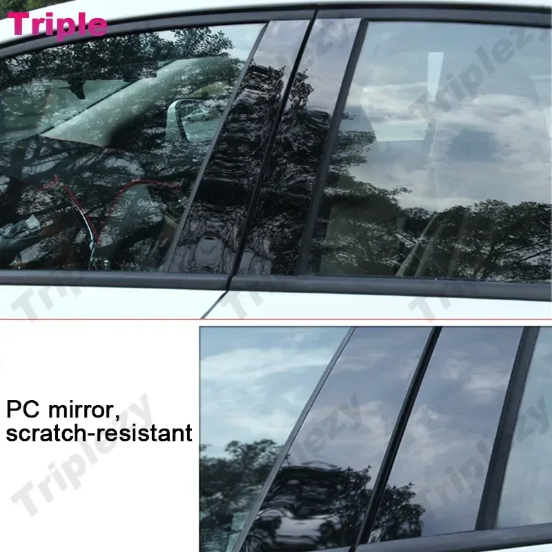 Garniture à effet miroir pour Toyota Hilux Revo, porte de voiture noire piano brillante, colonne centrale centrale B C, couvercle de poteau de pilier, 2015-2023