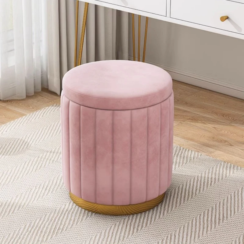 Luxury Round Makeup Stool Side Stool for Bedroom Sofas Dressing Vanity Chair with Storage Multi-use Bench for Bedroom