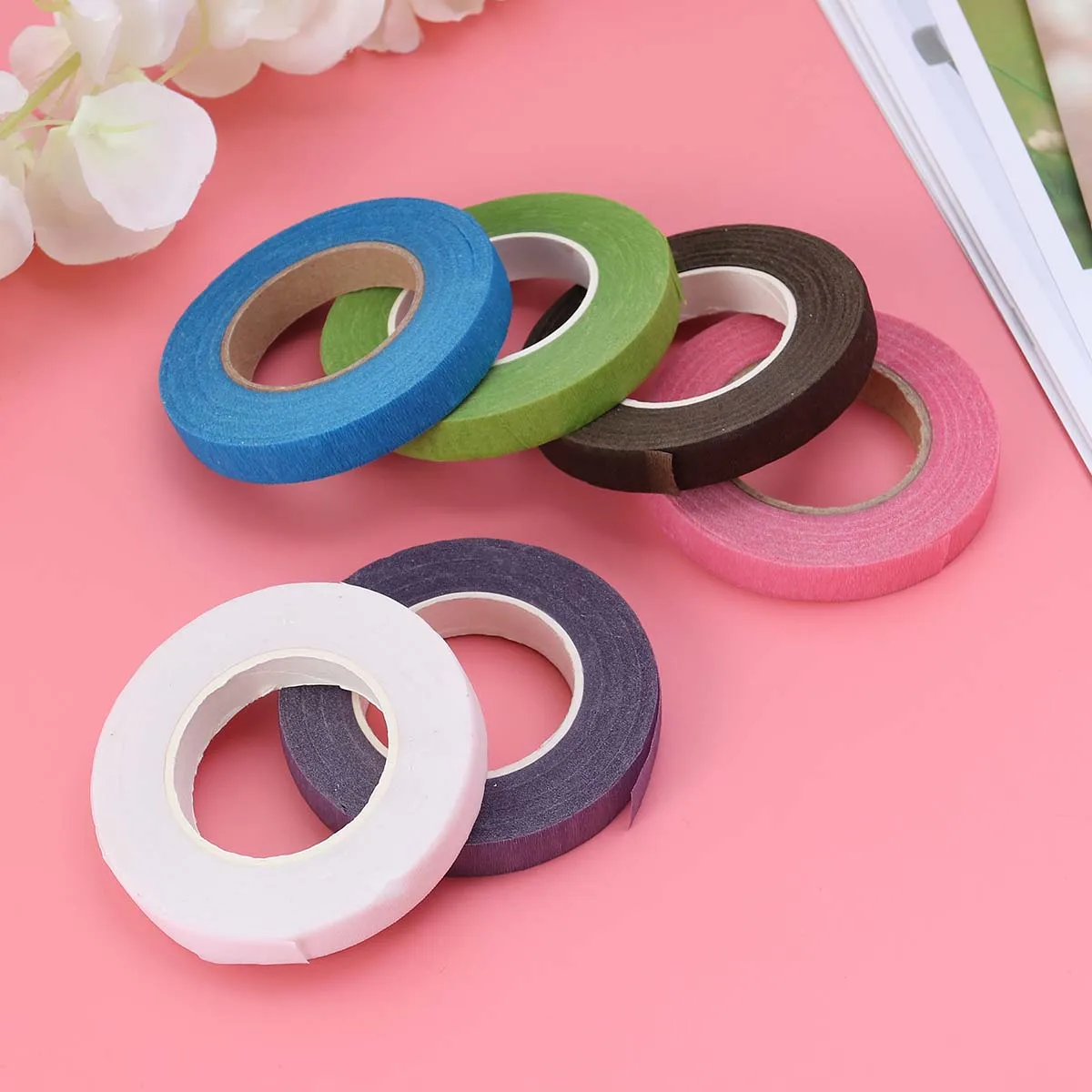 

6pcs 6 Rolls 30 Yards Floral Tape Colorful Flower Wrapping For Diy Bouquet Scrapbooking Stem Decoration Craft Wedding Green Wrap