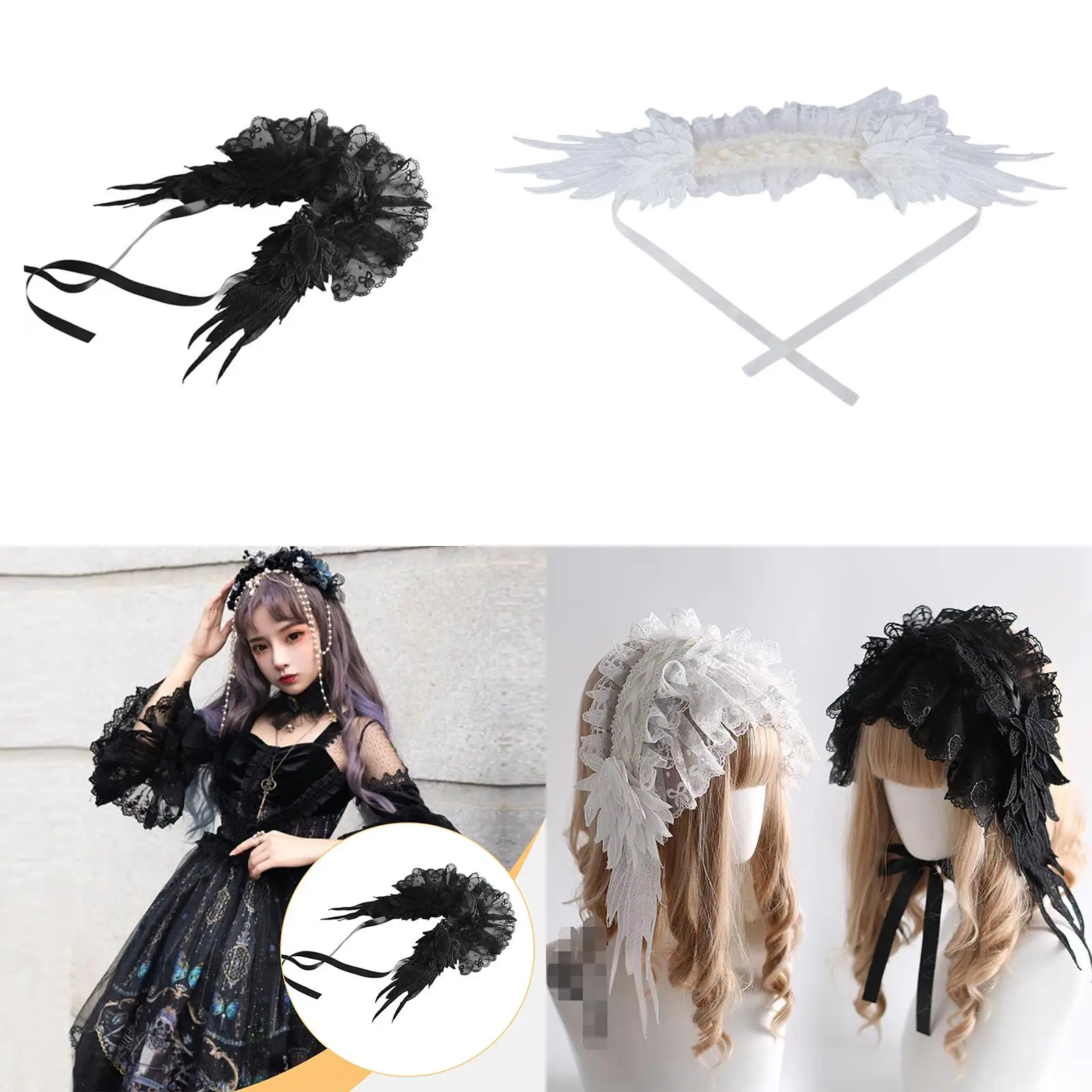 

Lolita Gothic Hairband Lace Headpiece Elegant Multifunctional Hair Decoration