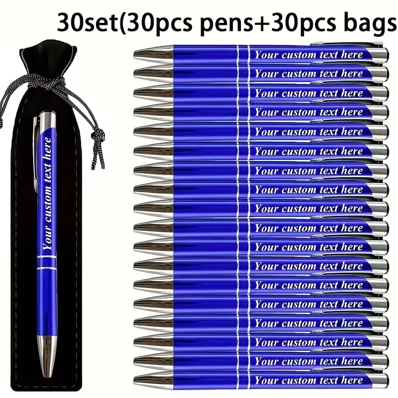 Personalized Customization (30 Pens + 30 Pen Cases) Customized Metal Ballpoint Pens, School Supplies, Personalized Writing, Writing Pens, Teacher's Day Gift, Suitable for Office, School, Journaling, and Art Projects, Business Gift Pen Set