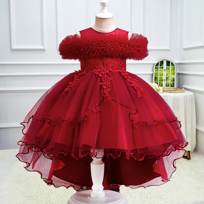 

KLFLGDNew girls luxury dresses party flower girl tail wedding dress children pageant dress 4-12 years old children's clothing