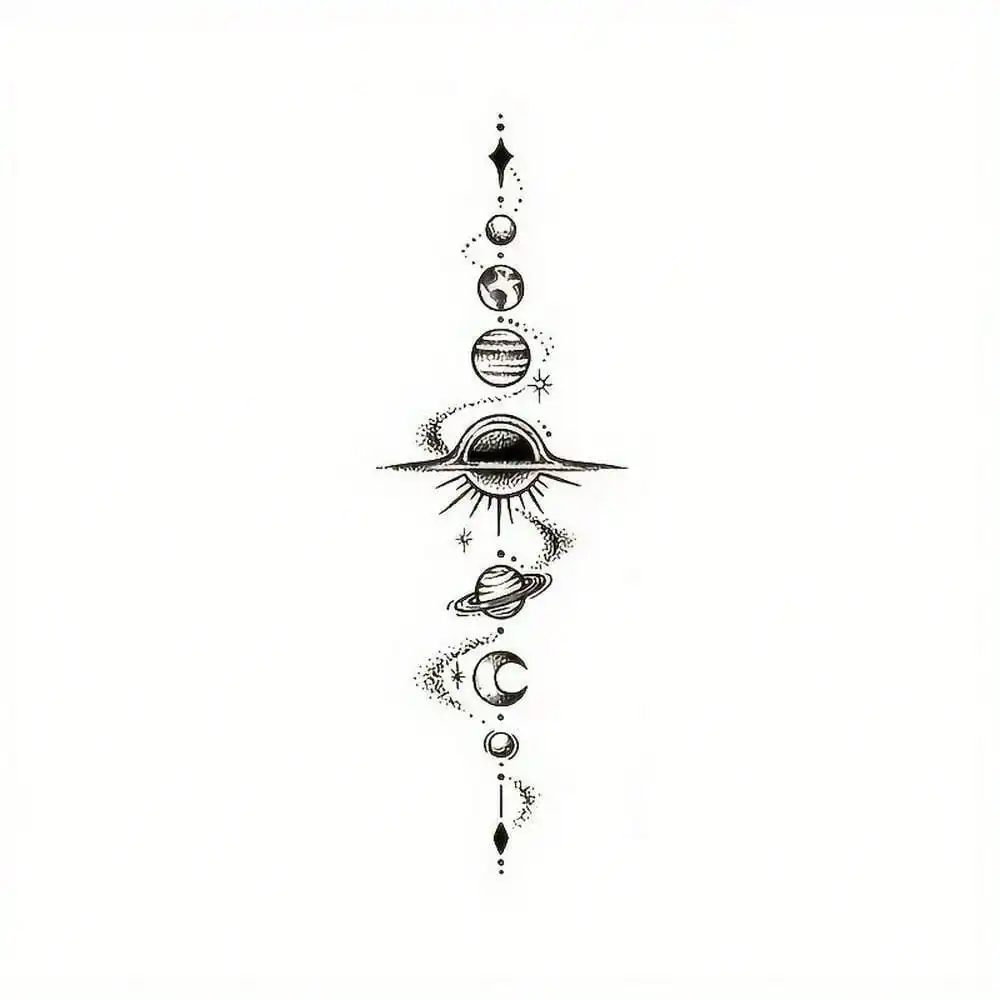 

1PC Star Chain Cool Dream Planet Universe Tattoo Sticker Herbal Waterproof Lasting Juice Tattoo Sticker