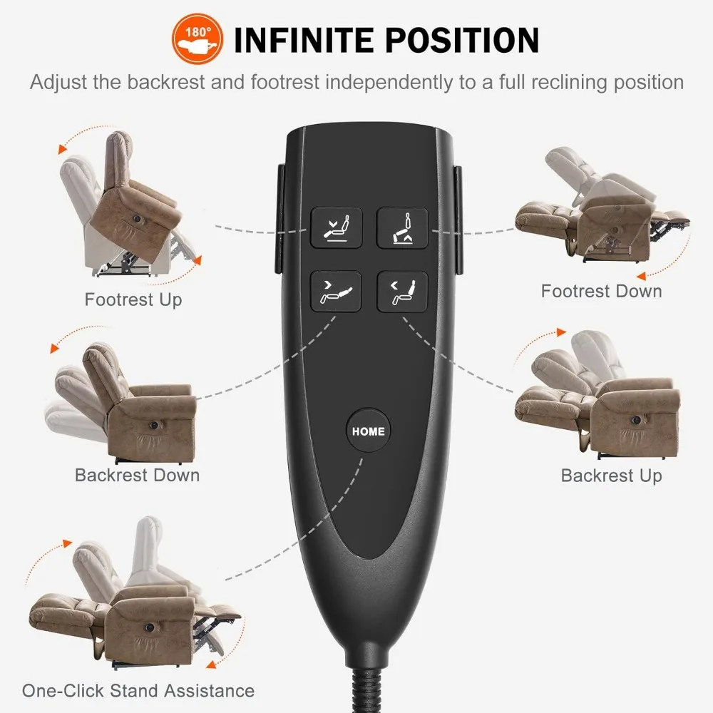 Dual Motor Lay Flat Lift Chairs Recliners for Elderly w/Massage and Heat, Breathable Leather Infinite Position Large Sleeping