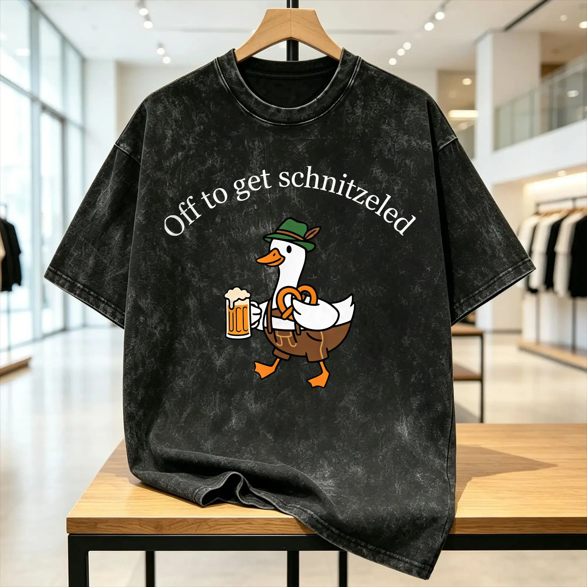 Off to Get Schnitzeled Men T Shirt Washed Oktoberfest Vintage Tees Short Sleeve Crewneck T-Shirts Pure Cotton Plus Size Tops