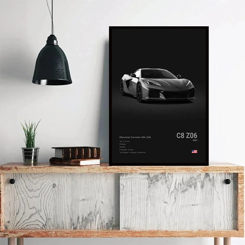 Chevrolet Corvette Stingray 427 (C2) 1966 Poster Photography Art Canvas Painting Print Wall Art Picture Modern Room Decor Gifts