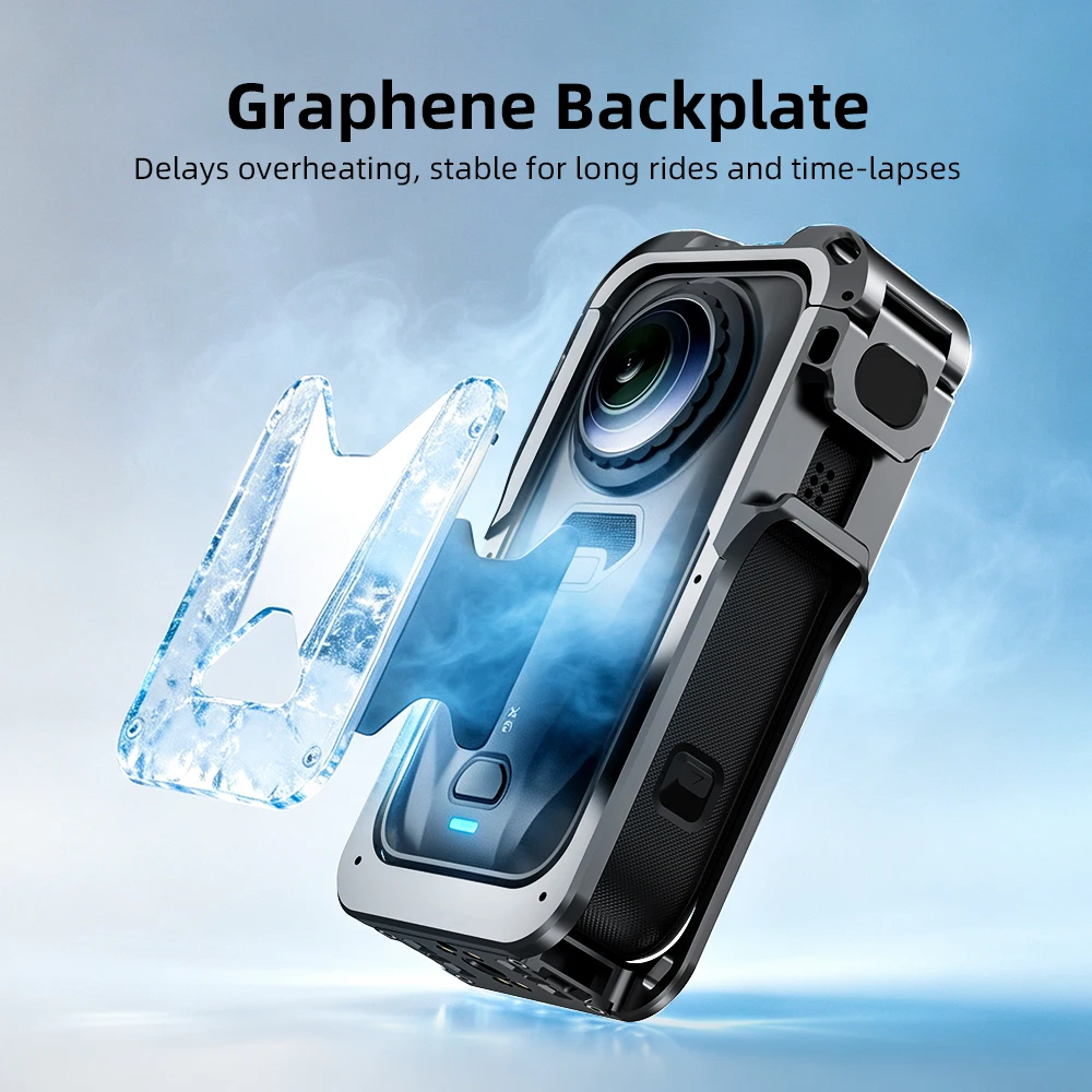 Flymile Metal Protective Case for Insta360 X6 Aluminum Alloy Multifunction Cage Heat Dissipation Frame Cage Vlog Accessories
