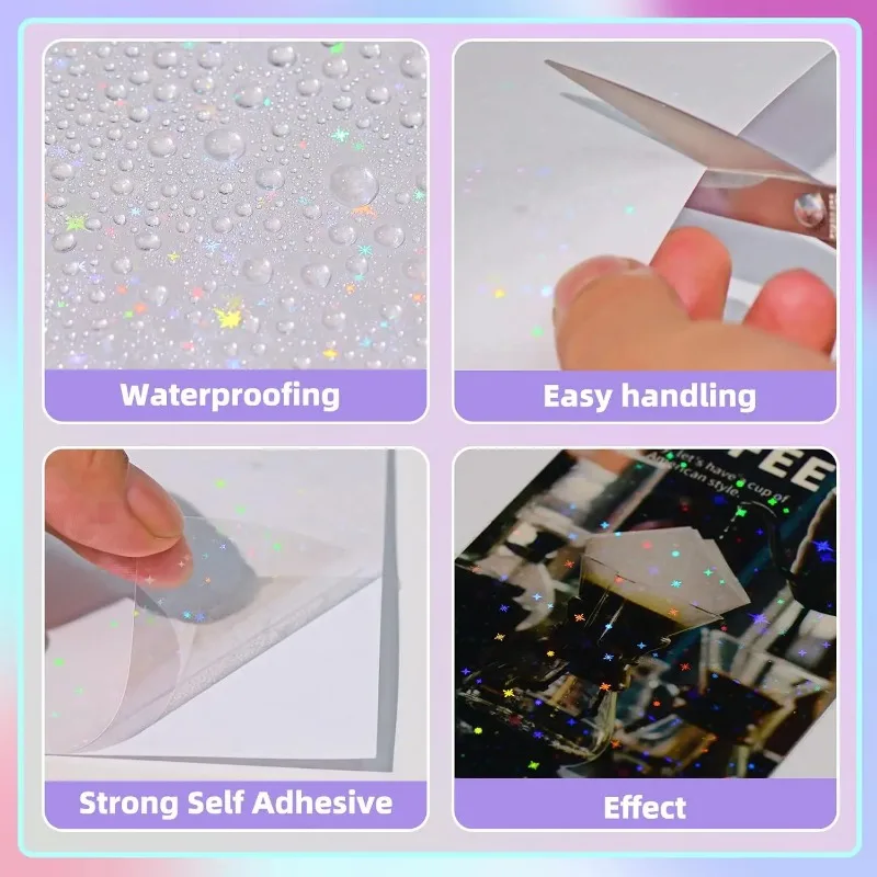 Waterproof Inkjet Printable Vinyl Sticker Paper Laser Diamond Pattern Self Adhesive for Inkjet Printer DIY Label Decal Craft