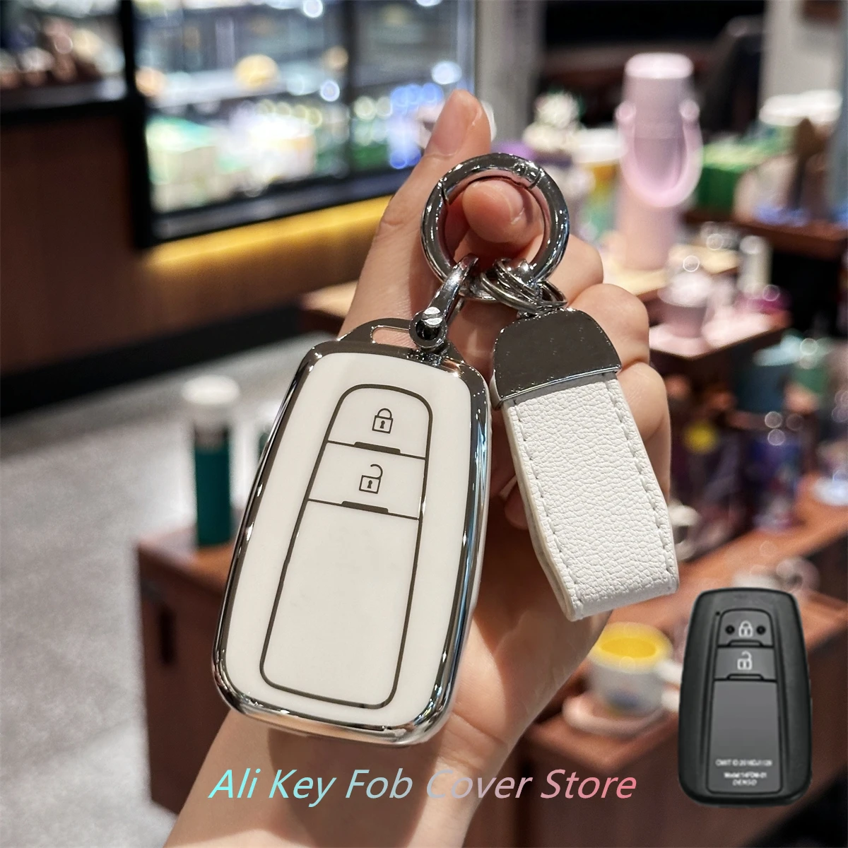 Key Fob Cover Keyring Keychain Lanyard for Toyota Prius Camry Corolla CHR C-HR RAV4 Land Cruiser Prado