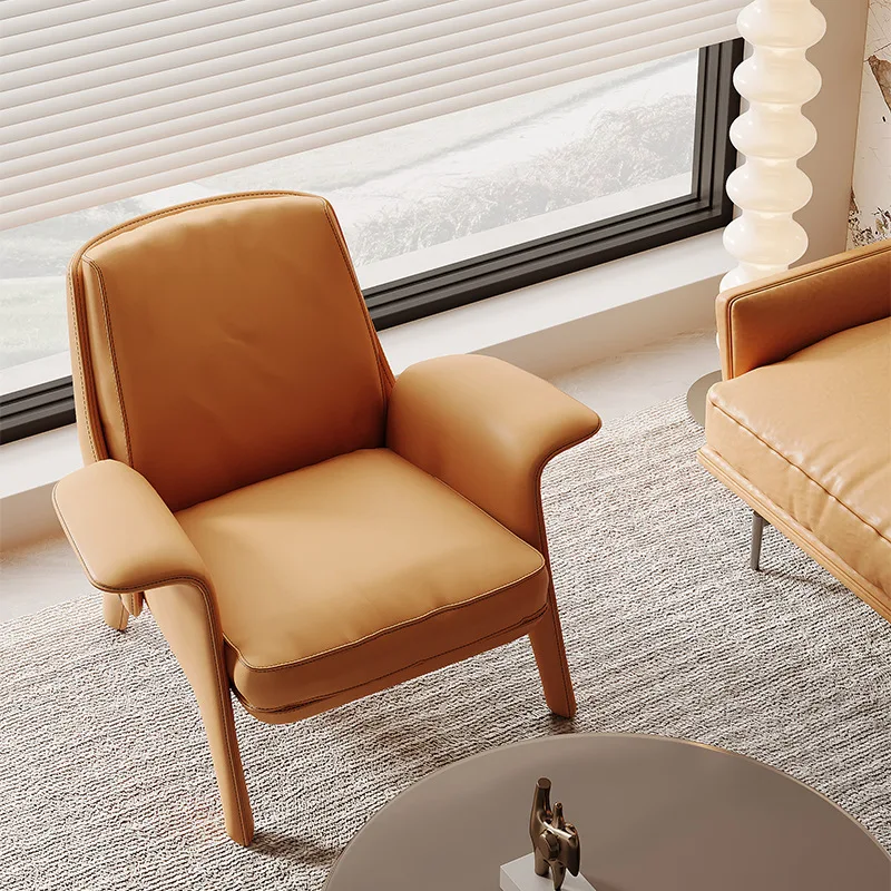 

Simple back chair Internet celebrity small apartment living room home leisure sofa chair waterproof imitation leather chair