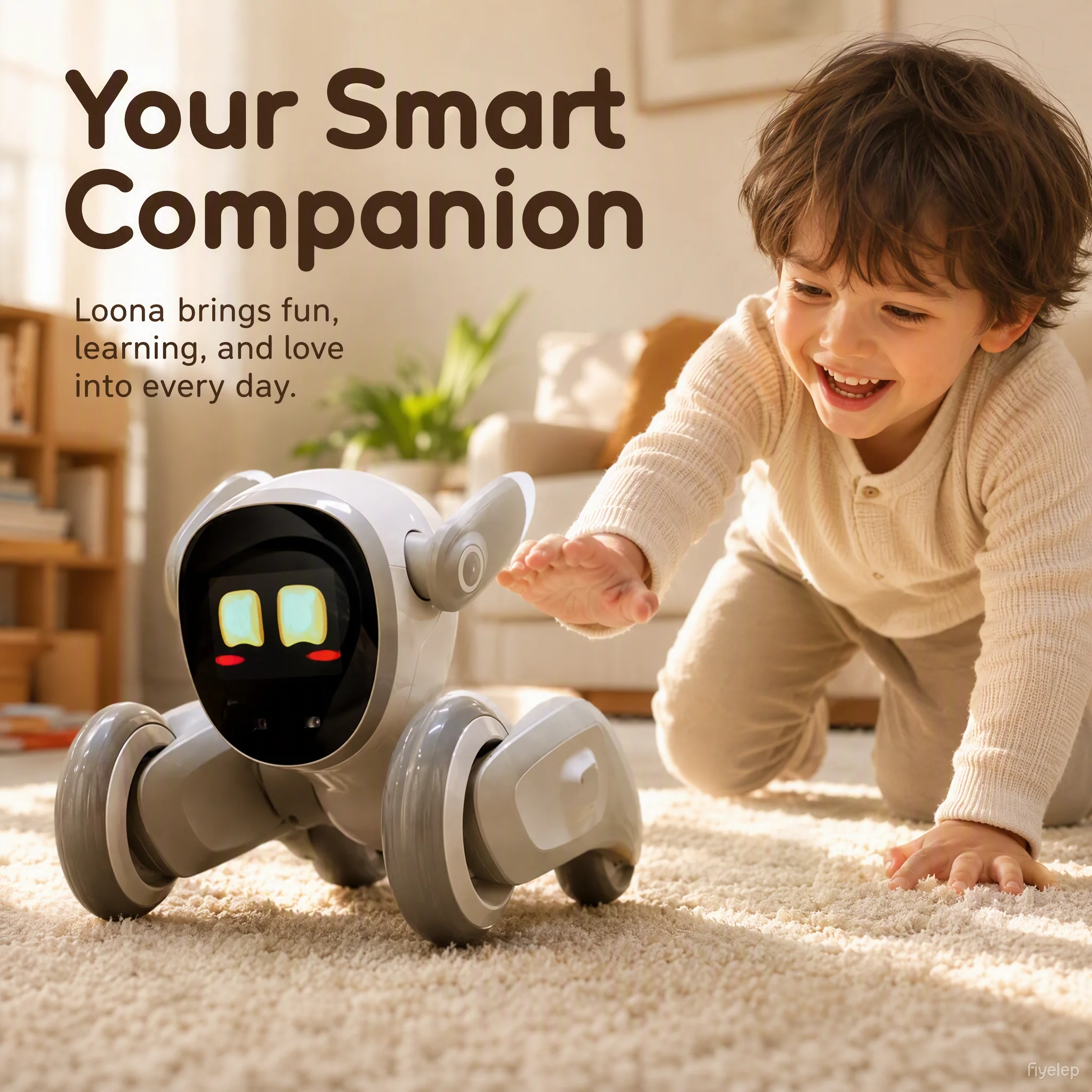 Loona Smart Pet Robot | AI Interactive,Gesture Control,Voice Commands,Home Monitoring,Multilingual Support,Children's Companion