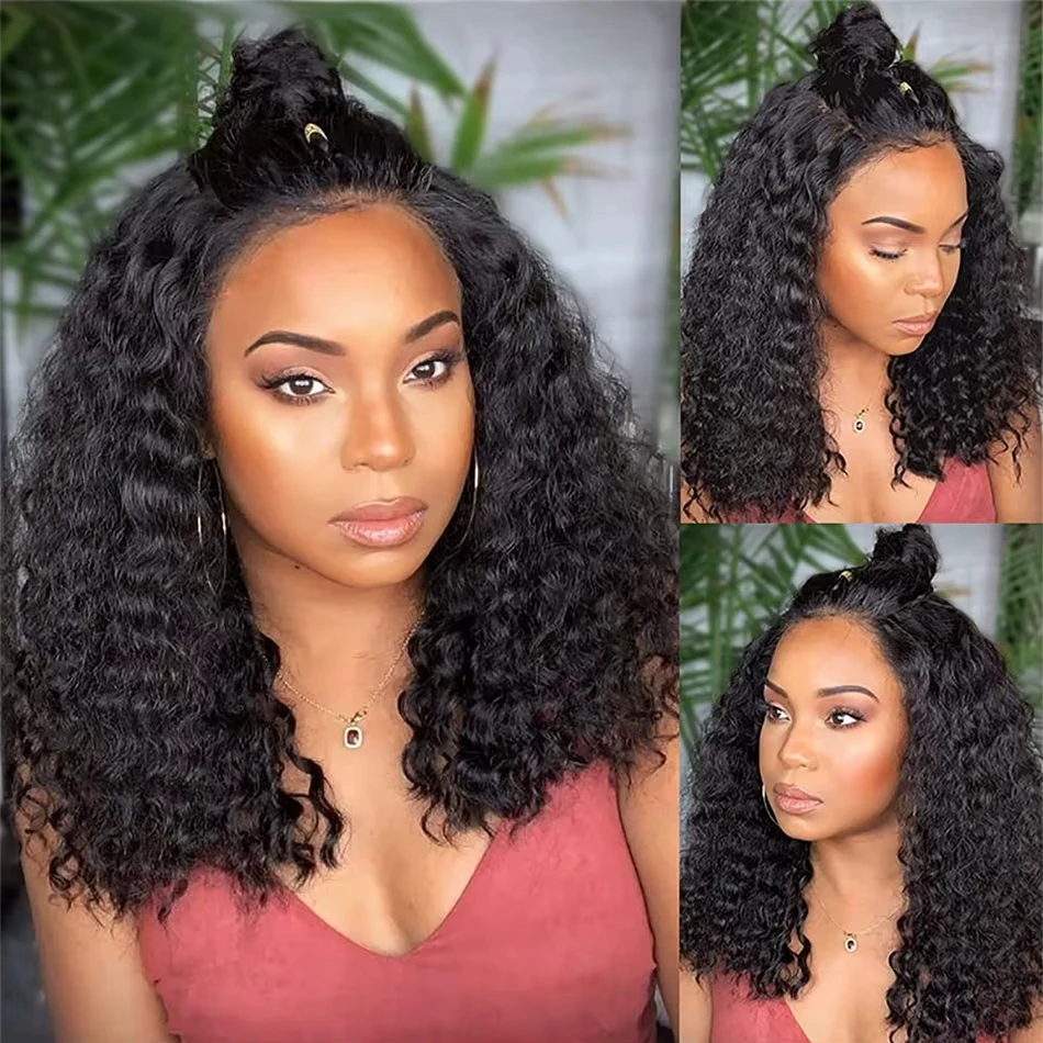بوب شعر مستعار ارتداء الشعر البشري والذهاب قصيرة مجعد Hd الدانتيل الجبهة خصلات الشعر المستعار الإنسان قبل نتف مع شعر الطفل موجة عميقة شعر مستعار أمامي