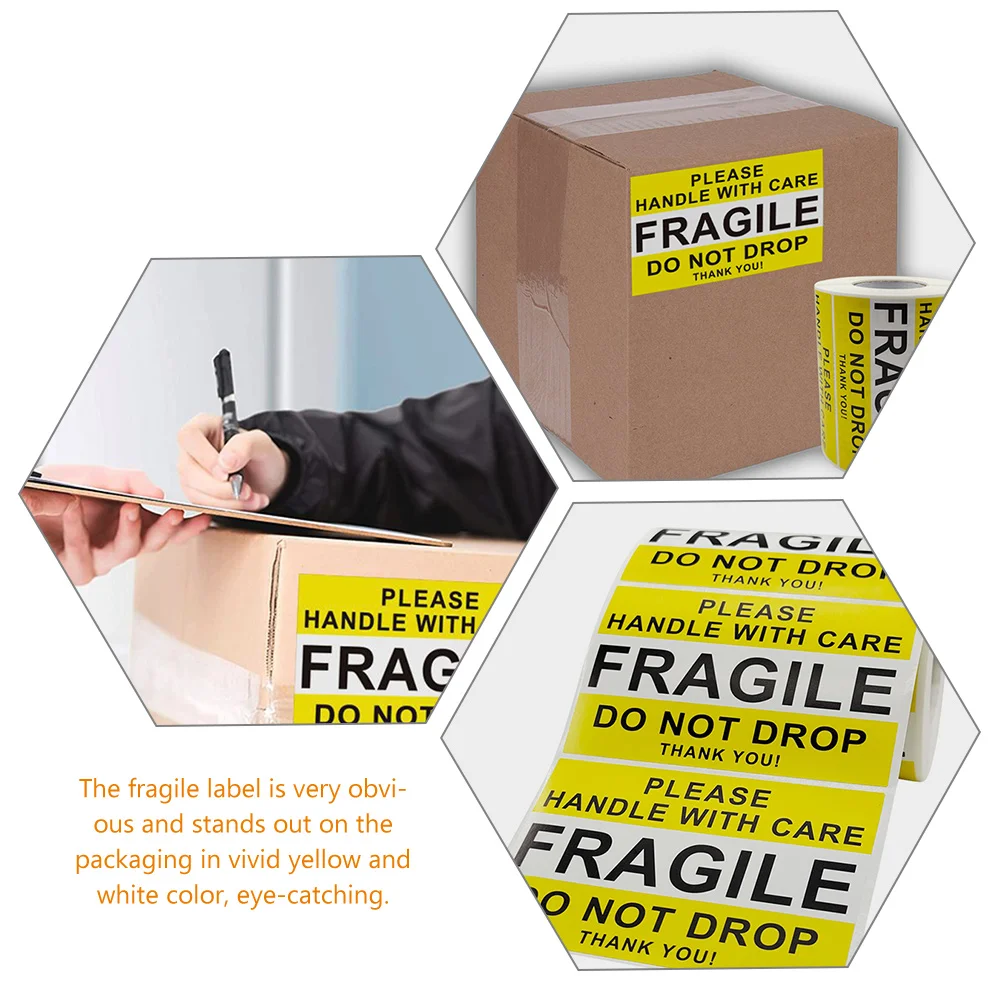 

1 рулон хрупких предупредительных наклеек, самоклеящиеся транспортные этикетки, предупреждающие наклейки для проверки грузов для безопасного транспортировки