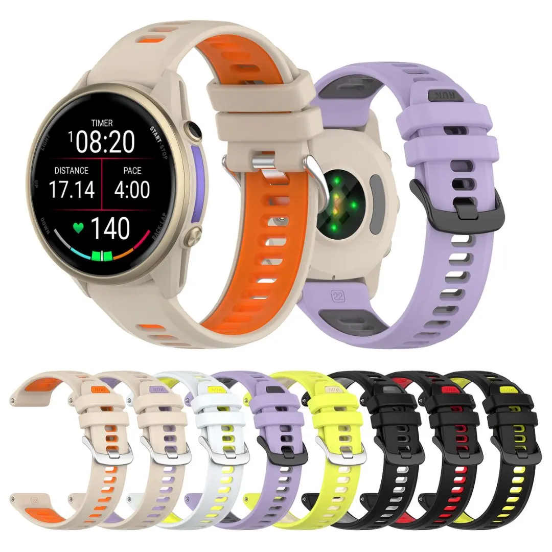 Tali Jam Tangan Silikon Dua Warna Pengganti Olahraga Cocok untuk Garmin Forerunner 970 965 955 Solar 945 935 Descent G1