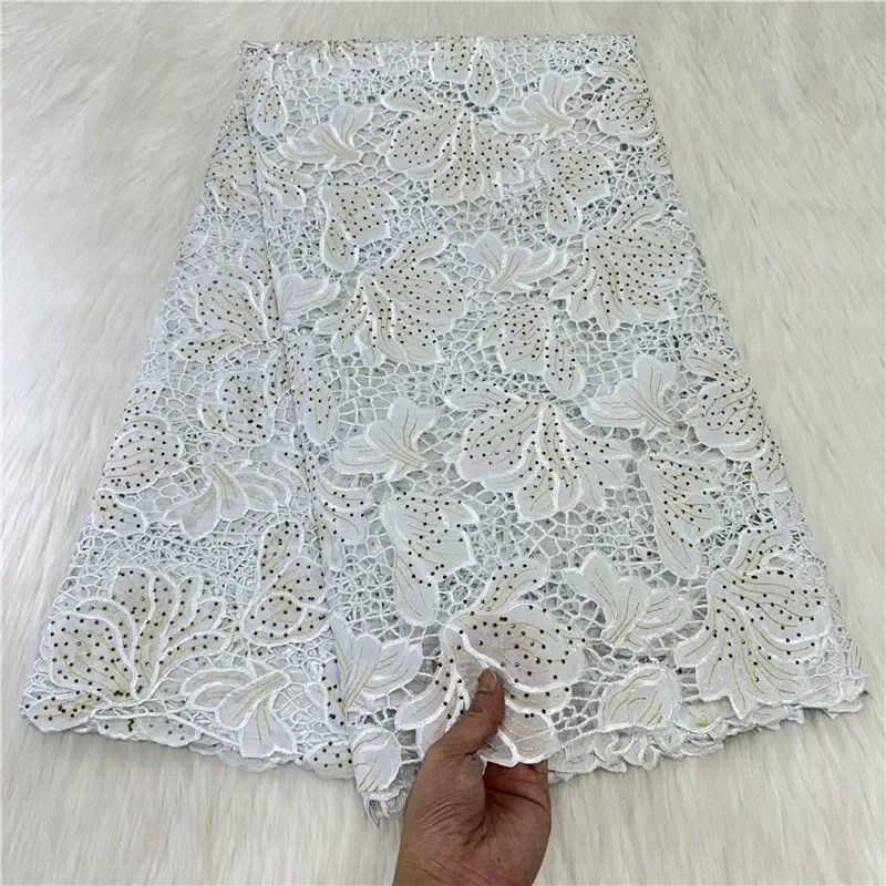 

5 yard Swiss lace fabric latest heavy beaded Embroidery African 100% cotton fabrics Swiss voile lace popular Dubai style 27L3682