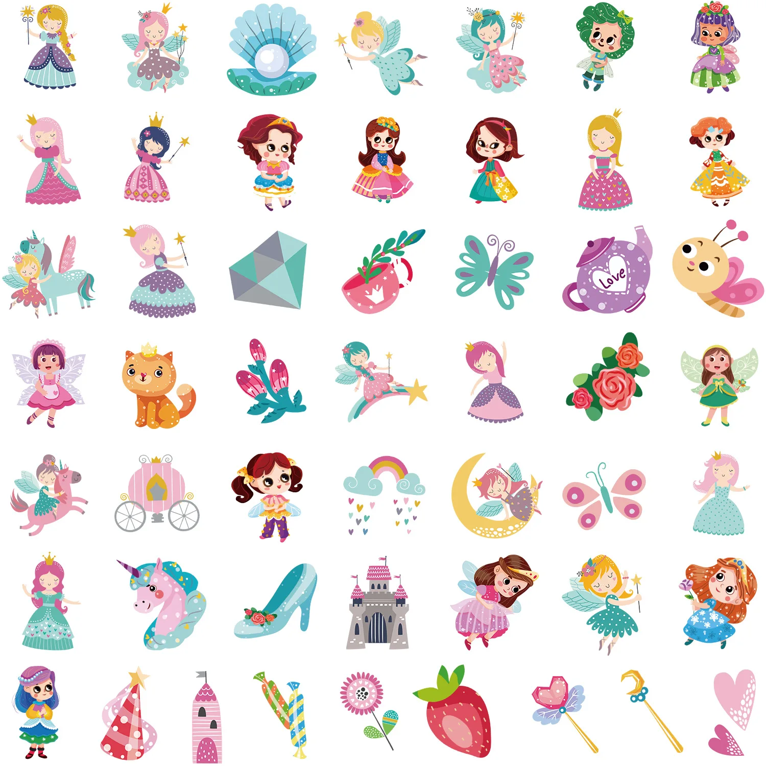 50pcs New Princess Series Graffiti Notebook cellulare decorazione del Computer adesivi creativi impermeabili