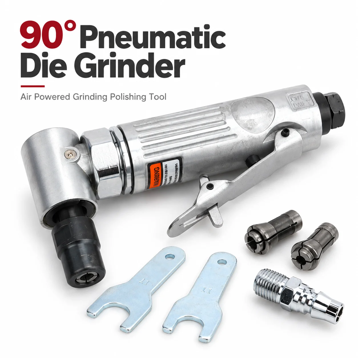 AOLIVIYA 90 Degree Pneumatic Right Angle Die Grinder 25000 RPM Air Powered Grinding Polishing Tool 3mm 6mm Collets For Metalwork