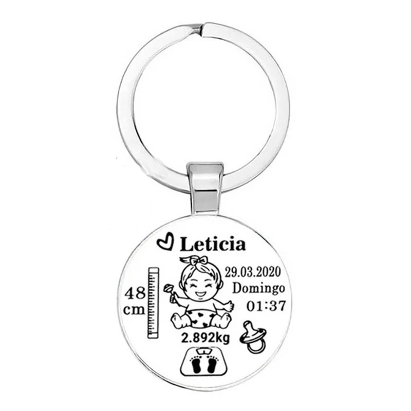 Diy Baby Keychain Name Newborn Date Of Birth Weight Height Commemorative Custom Key Ring New Mom Dad Gift