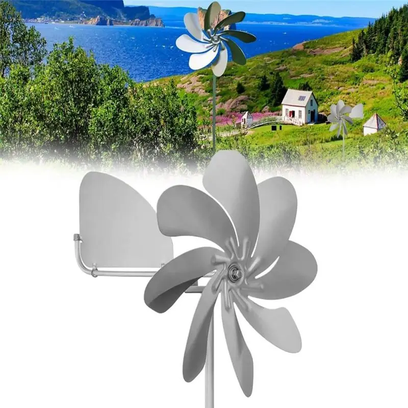 A25F-Wind Rotator Outdoor Metal Windmill 360 Degree Rotation Heavy Duty Metal Windmill Garden Ground Plug