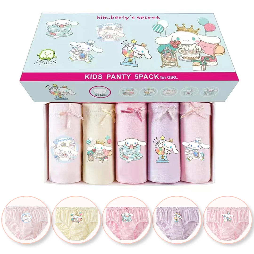5 Pcs/box Children Underwear For Girls Soft Cotton Girls Briefs Breathable Kids Triangle Knickers Lovely Cinnamoroll Cute Panty