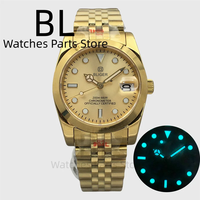 BLIGER Watches For Men 36mm/39mm Gold Case Gold Dial BGW9 Blue Luminous Polished Bezel Sapphire Glass NH35 Automatic Movement